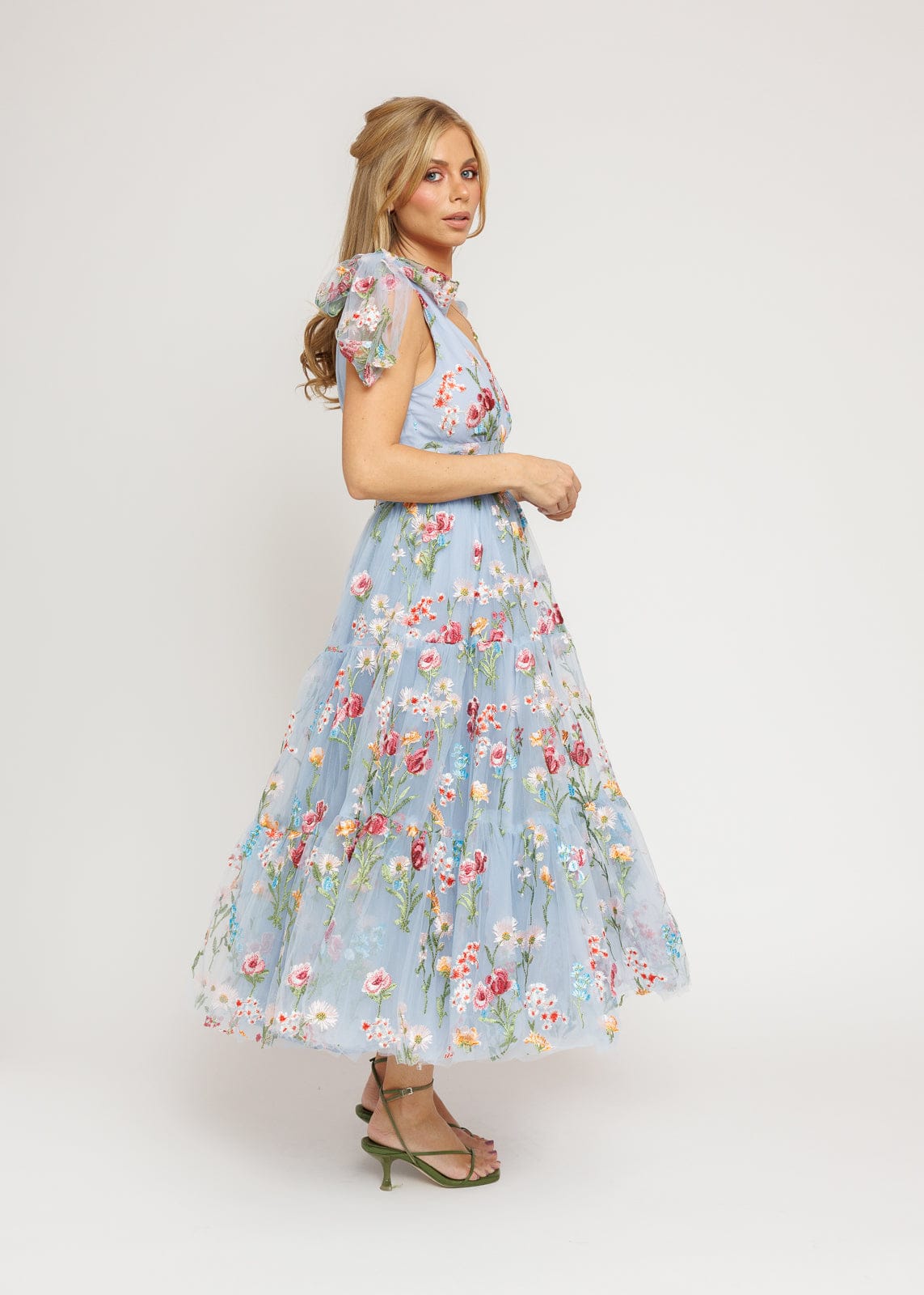 Margaret Floral Midi Dress Blue JessaKae