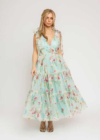 Margaret Floral Midi Dress Green JessaKae
