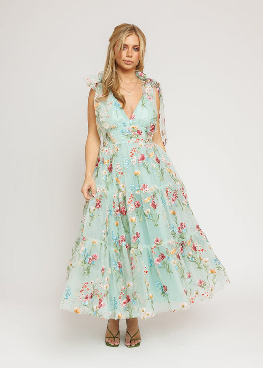 Margaret Floral Midi Dress Green JessaKae