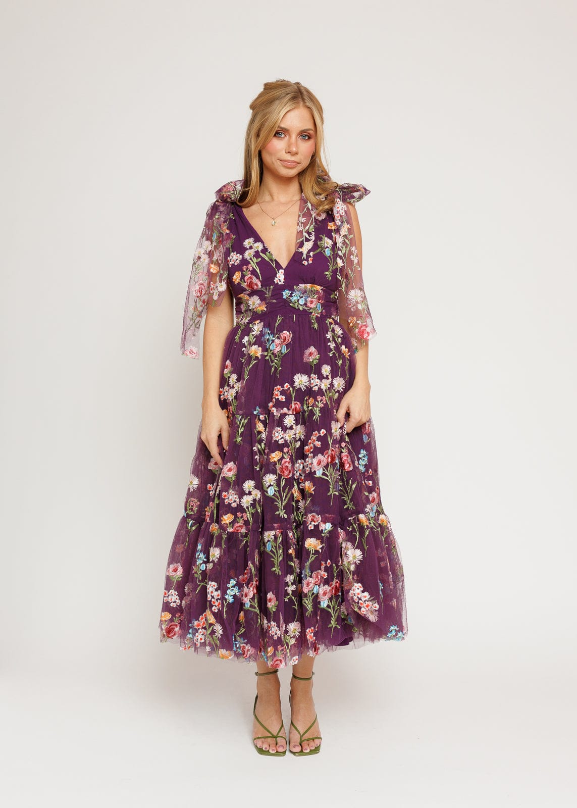 Margaret Floral Midi Dress Purple JessaKae