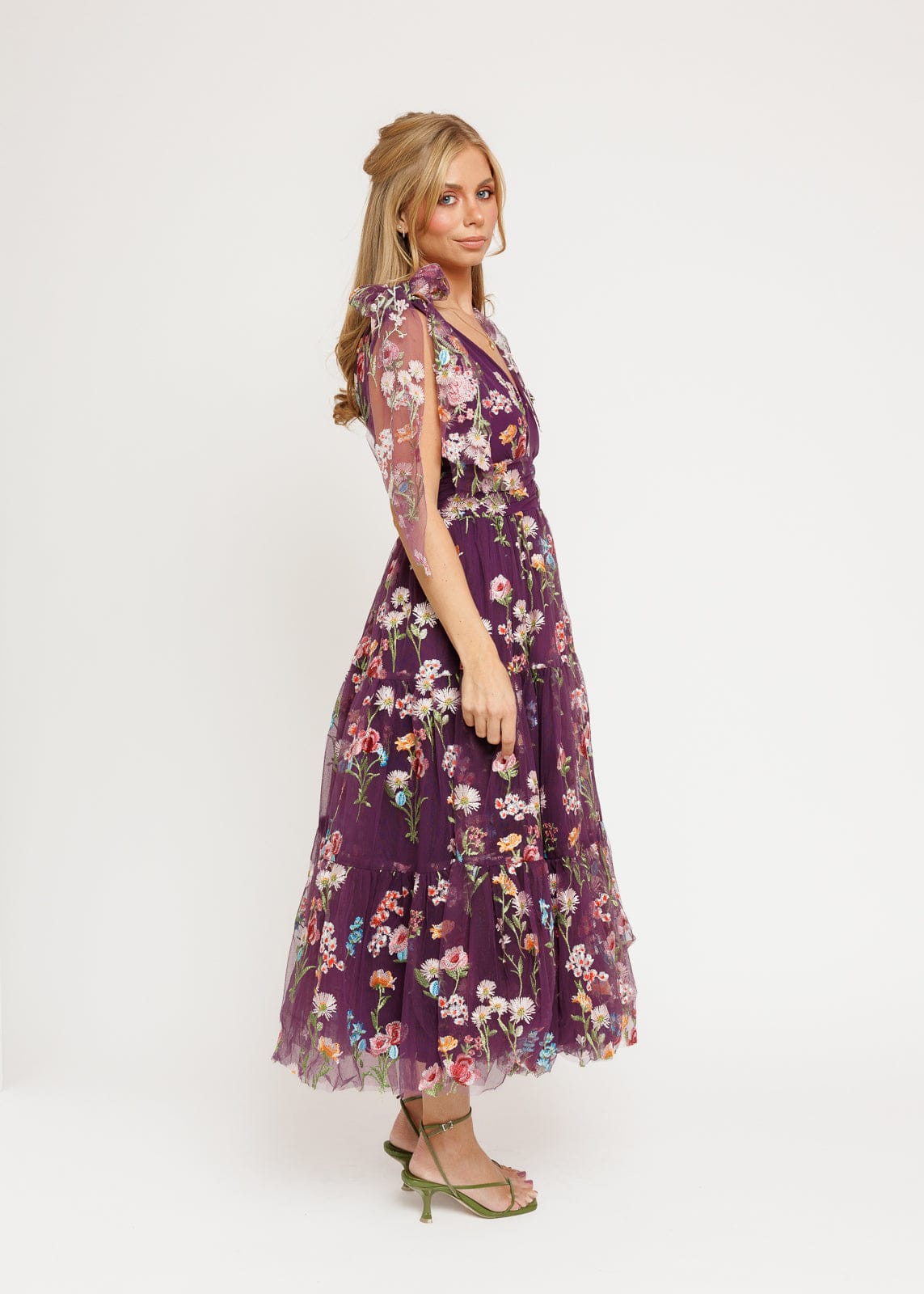 Margaret Floral Midi Dress Purple JessaKae