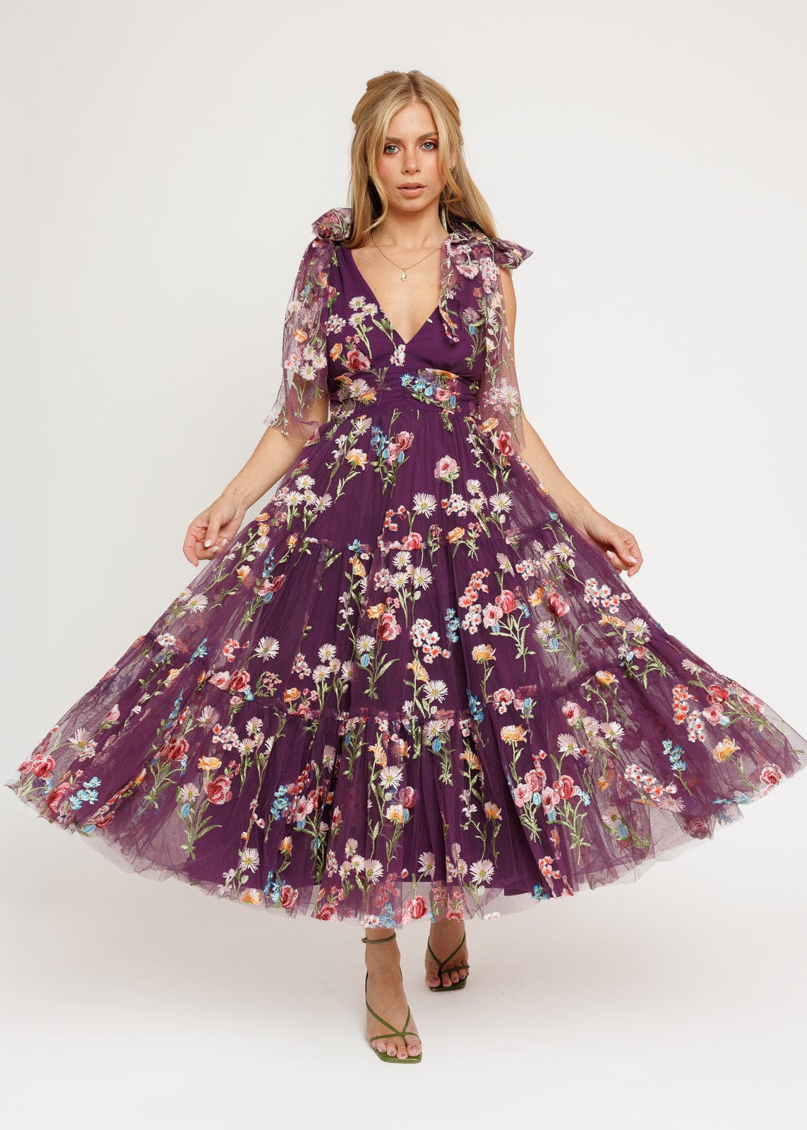 Margaret Floral Midi Dress Purple JessaKae