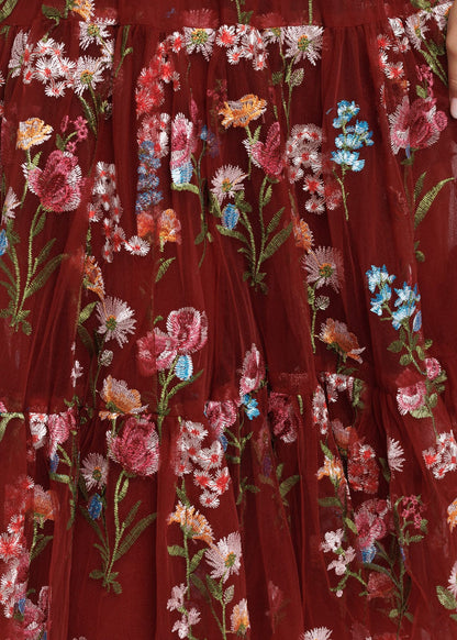 Margaret Floral Midi Dress Red JessaKae