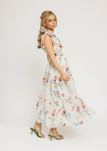 Margaret Floral Midi Dress White JessaKae
