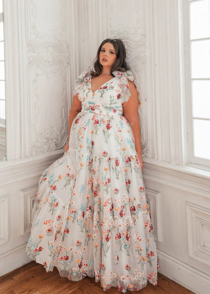 Margaret Floral Embroidered Maxi Wedding Dress JessaKae