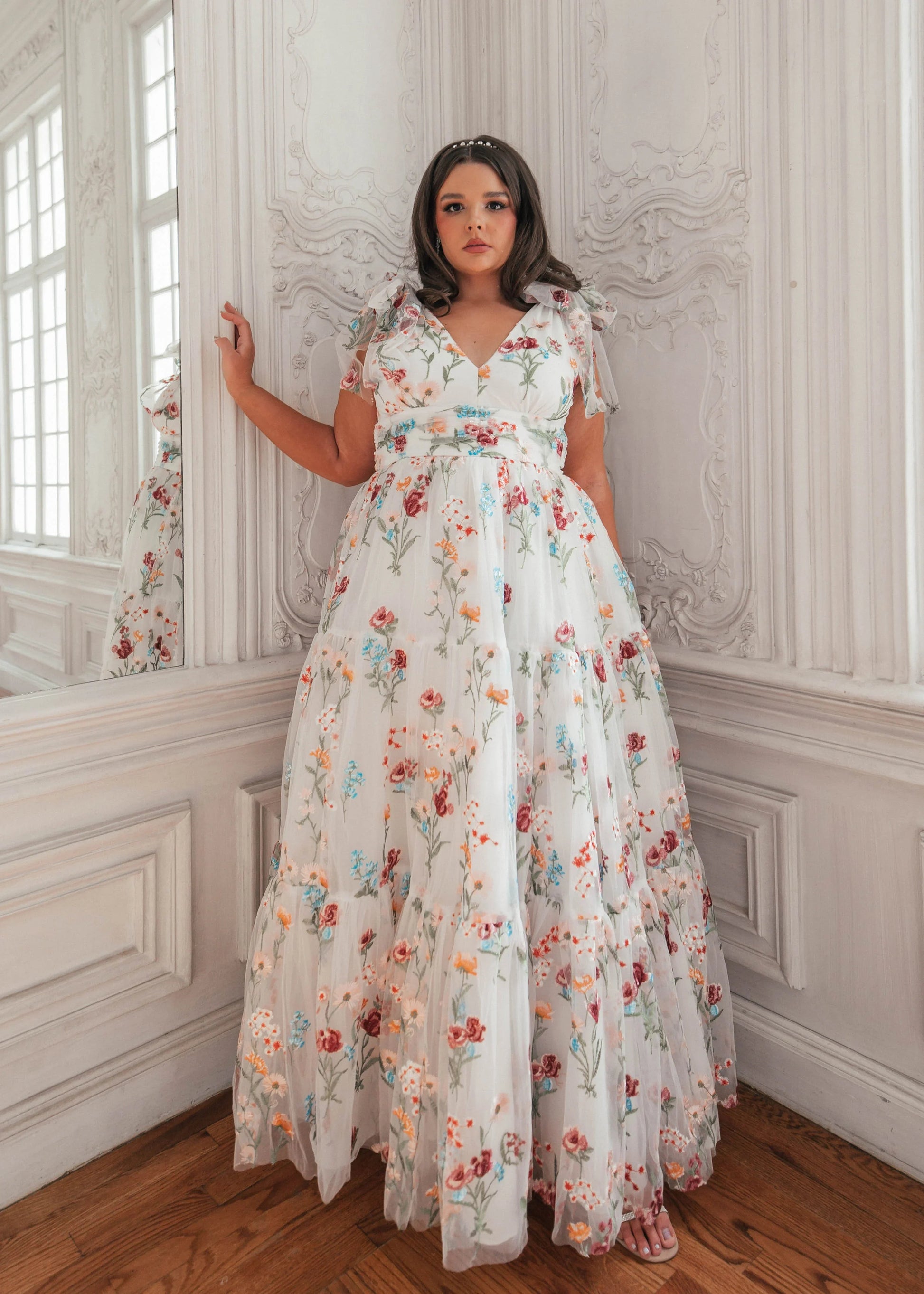 Margaret Floral Embroidered Maxi Wedding Dress JessaKae