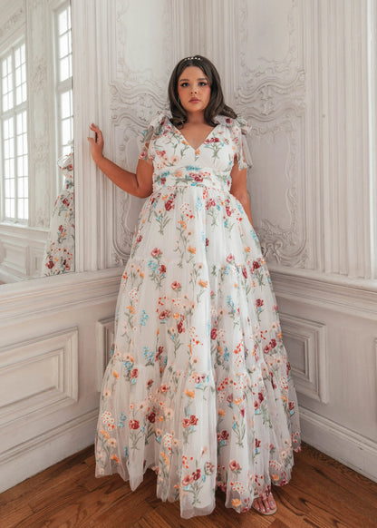Margaret Floral Embroidered Maxi Wedding Dress JessaKae