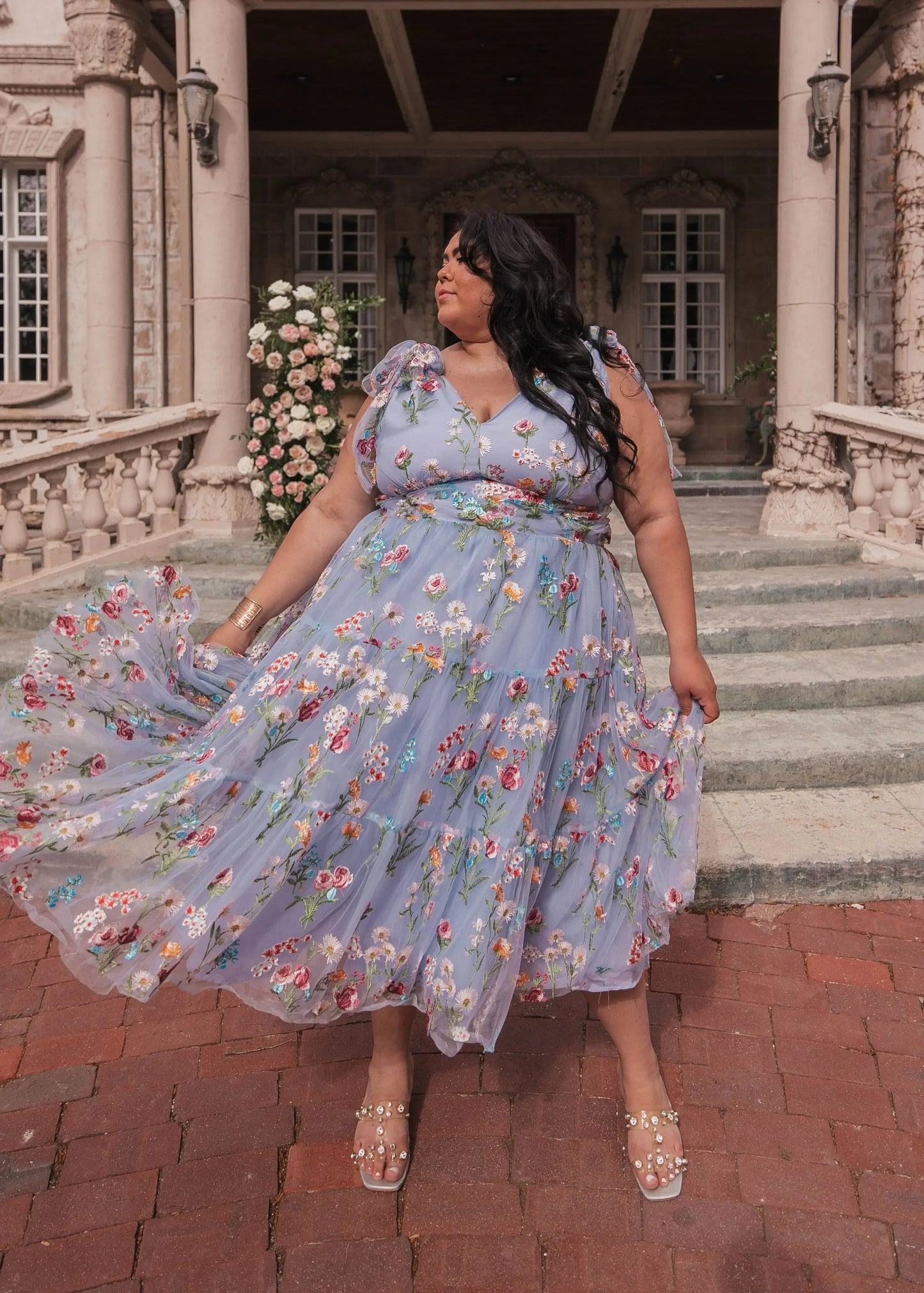 Margaret Floral Midi Dress Blue JessaKae