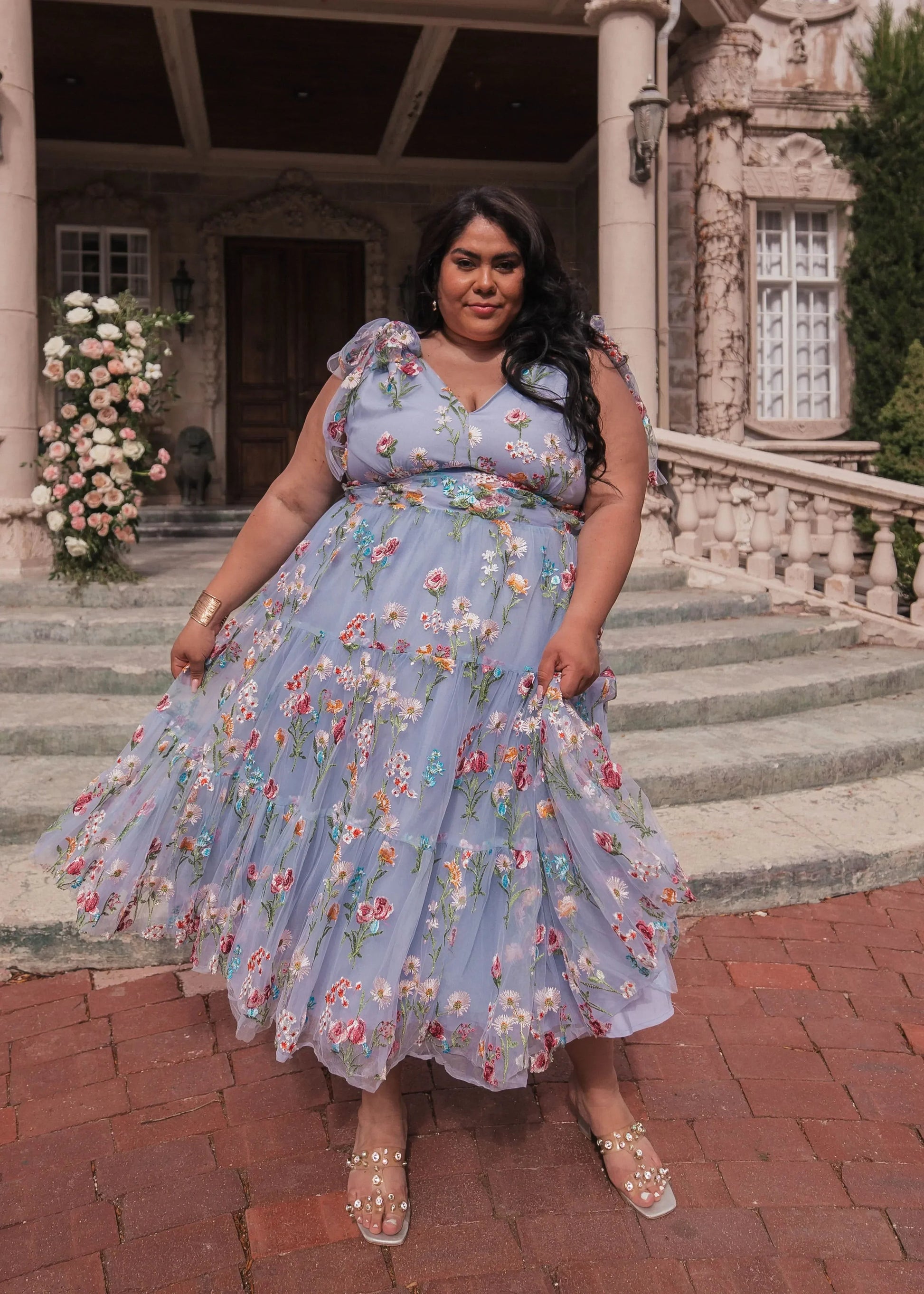 Margaret Floral Midi Dress Blue JessaKae