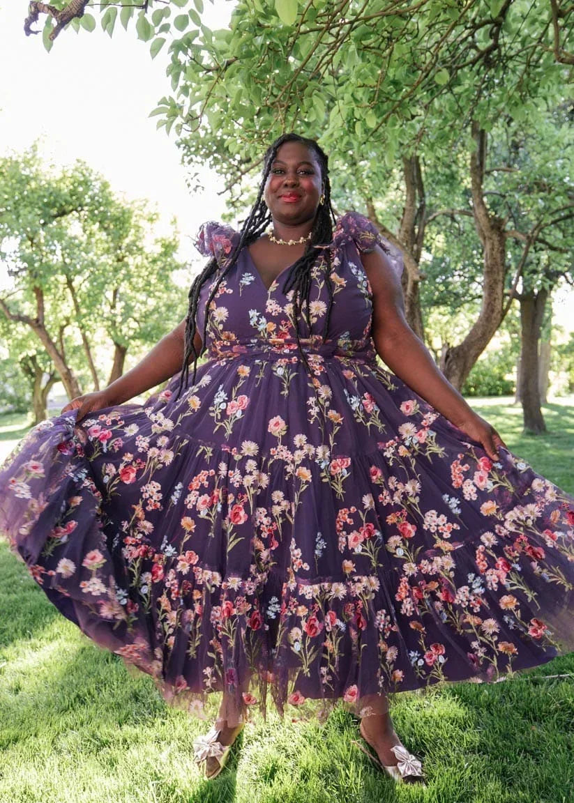 Margaret Floral Midi Dress Purple JessaKae