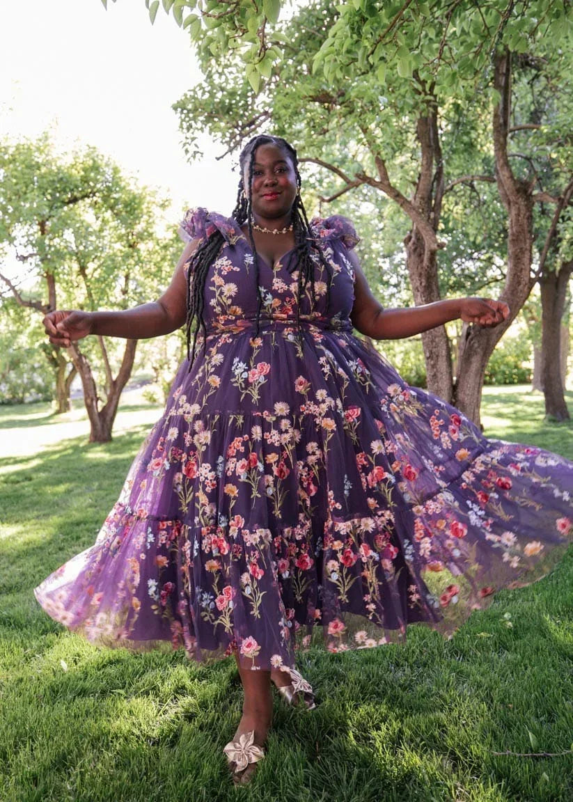 Margaret Floral Midi Dress Purple JessaKae