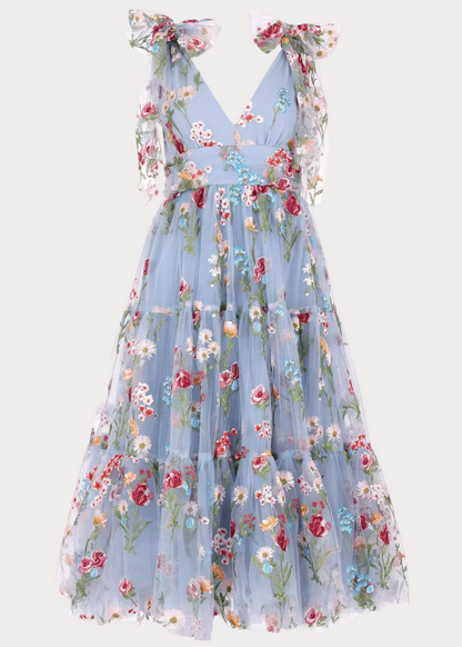Margaret Floral Midi Dress Blue JessaKae