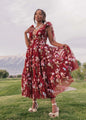 Margaret Floral Midi Dress Red JessaKae