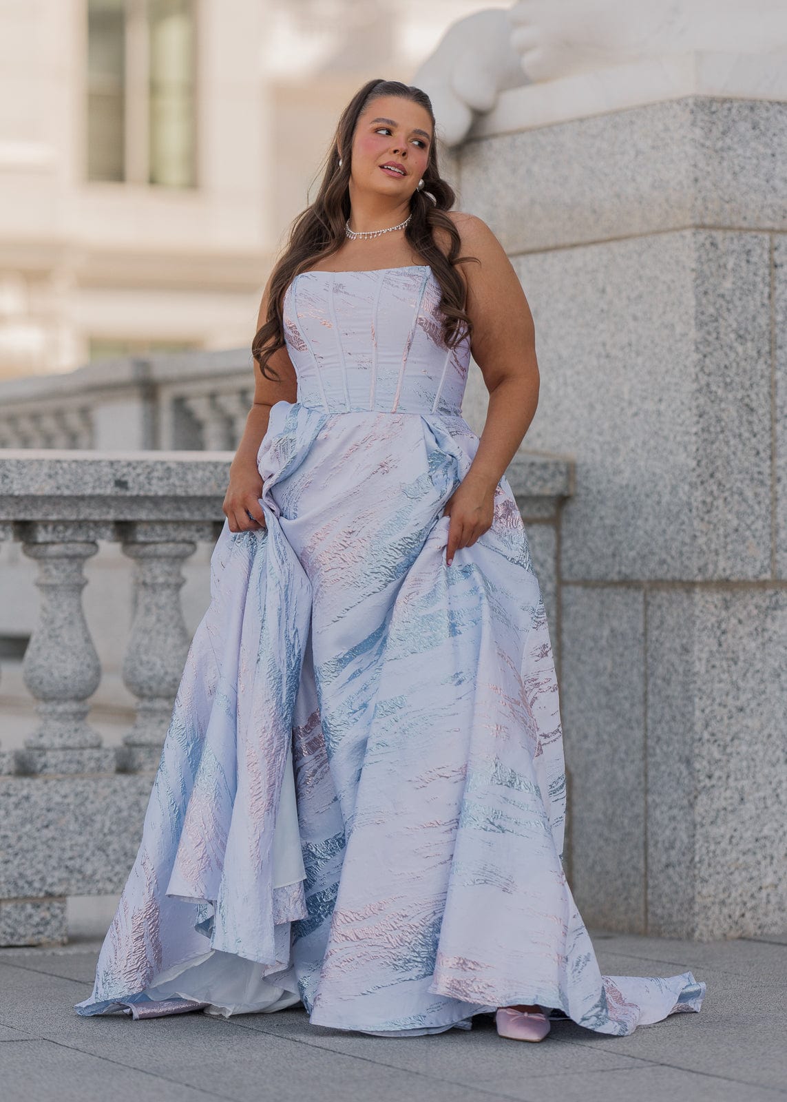 Nessa Metallic Dress - Blue JessaKae