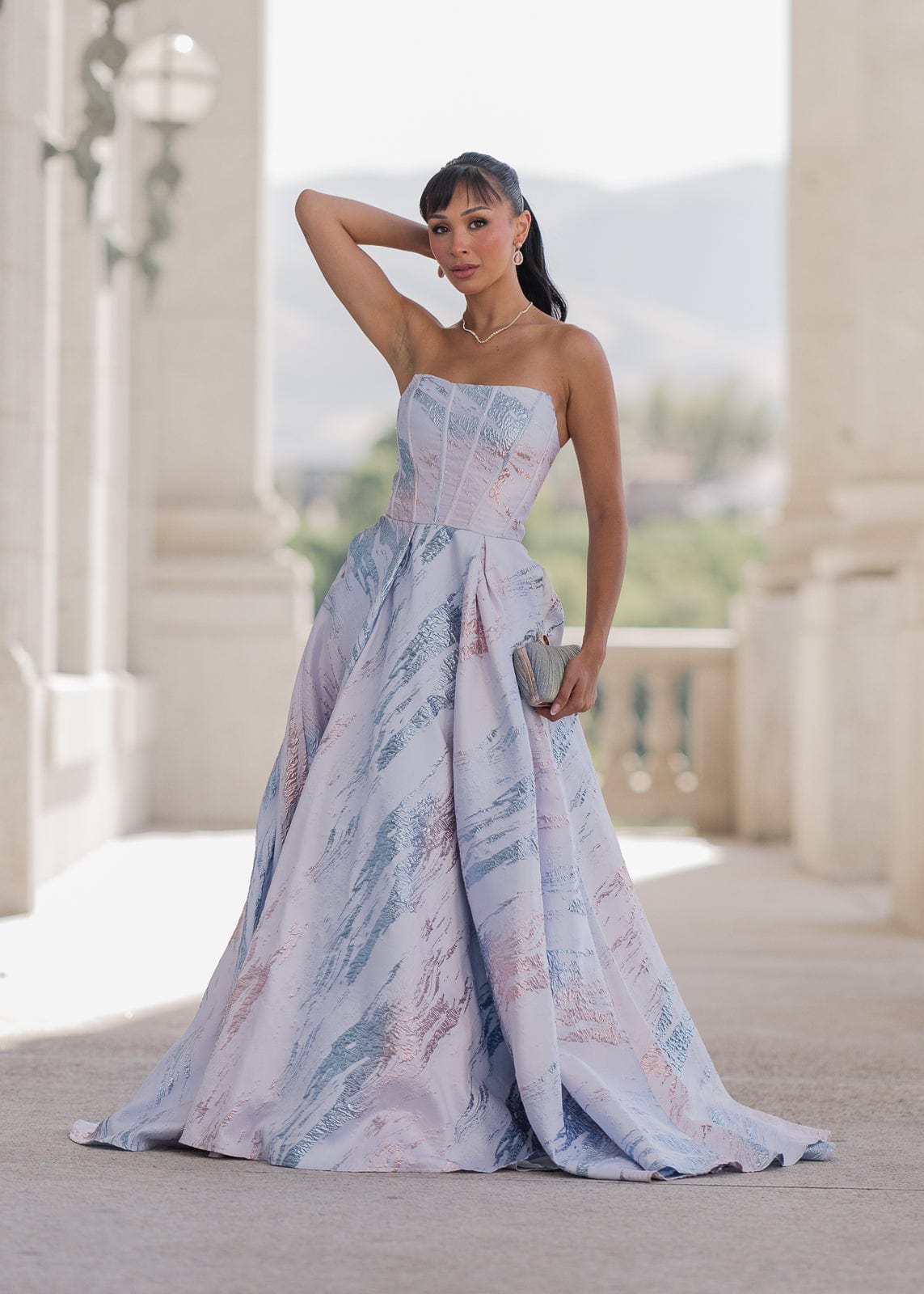 Nessa Metallic Dress - Blue JessaKae
