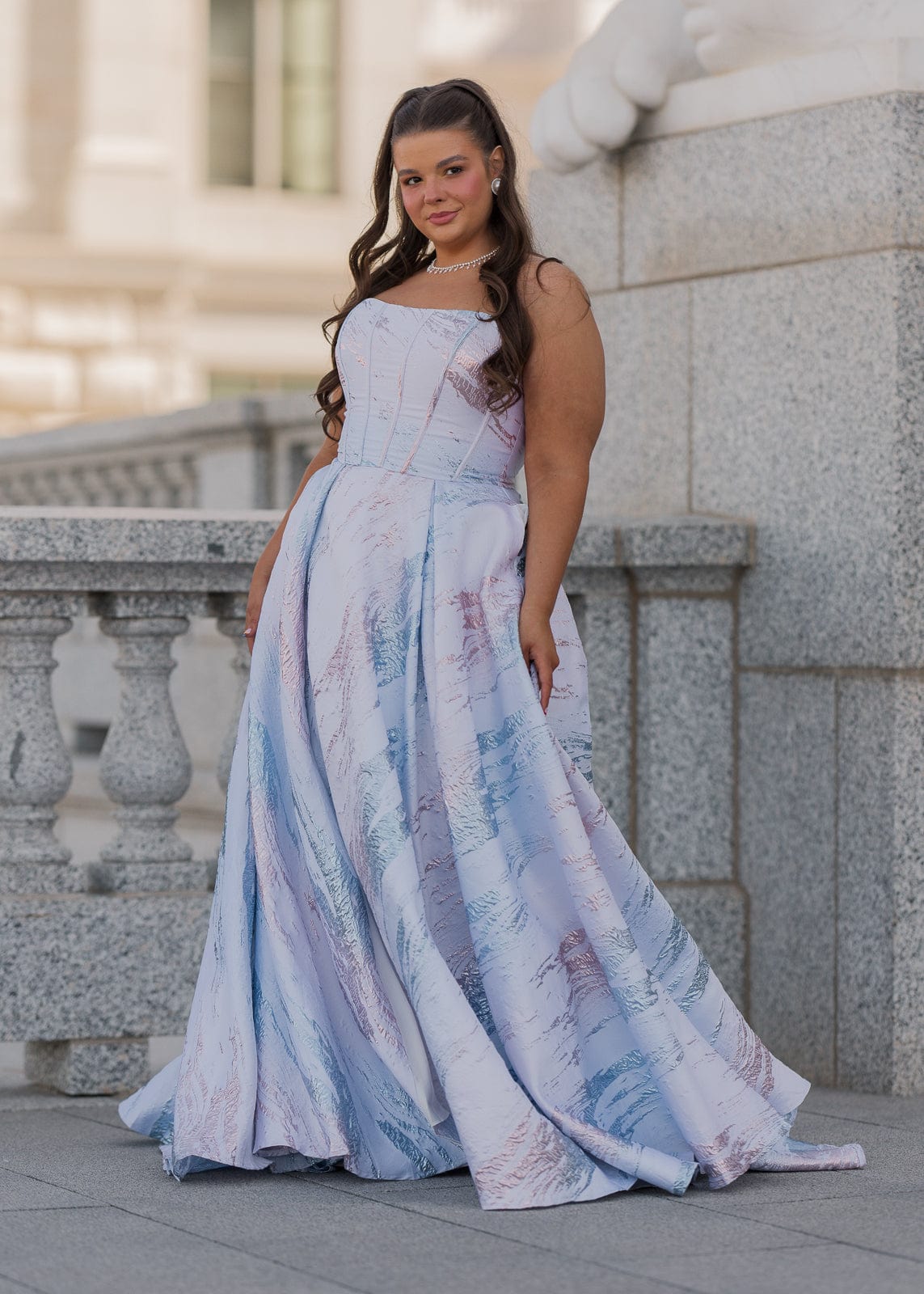 Nessa Metallic Dress - Blue JessaKae