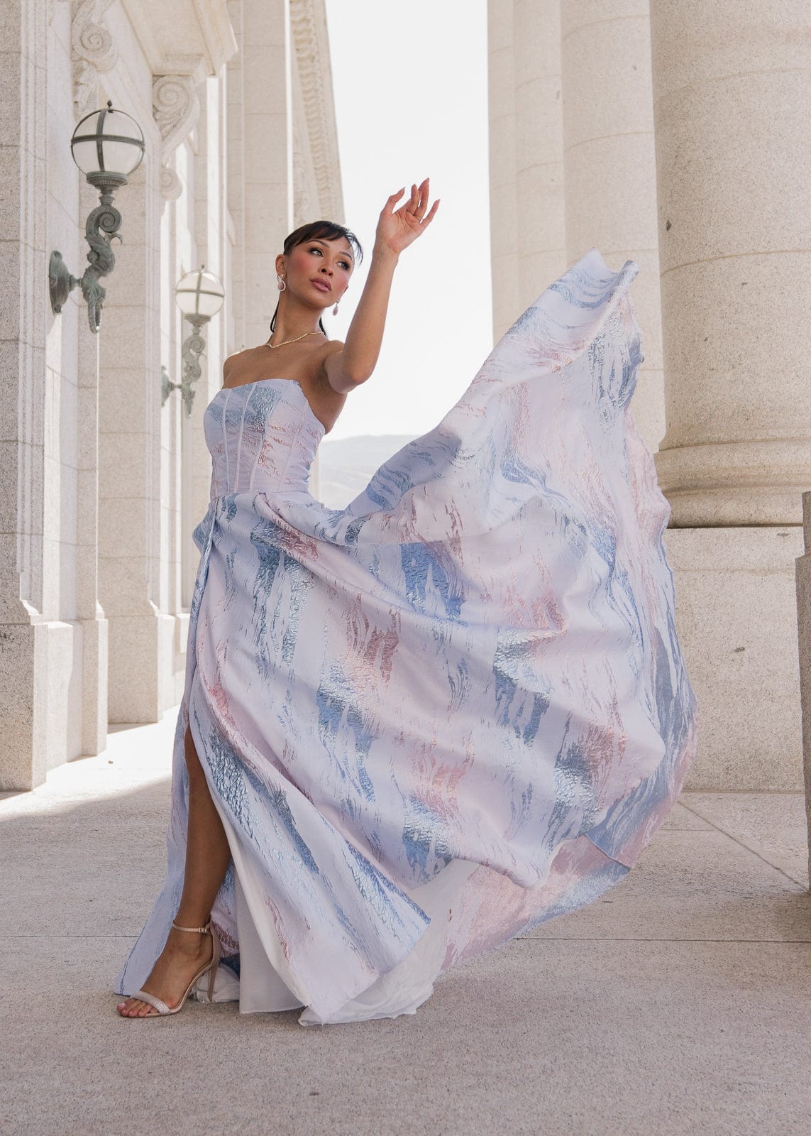 Nessa Metallic Dress - Blue JessaKae