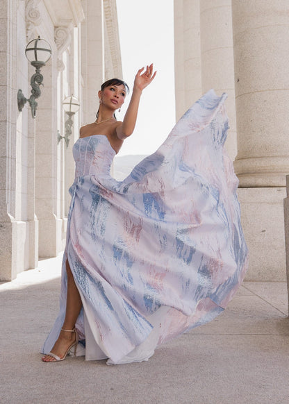 Nessa Metallic Dress - Blue JessaKae