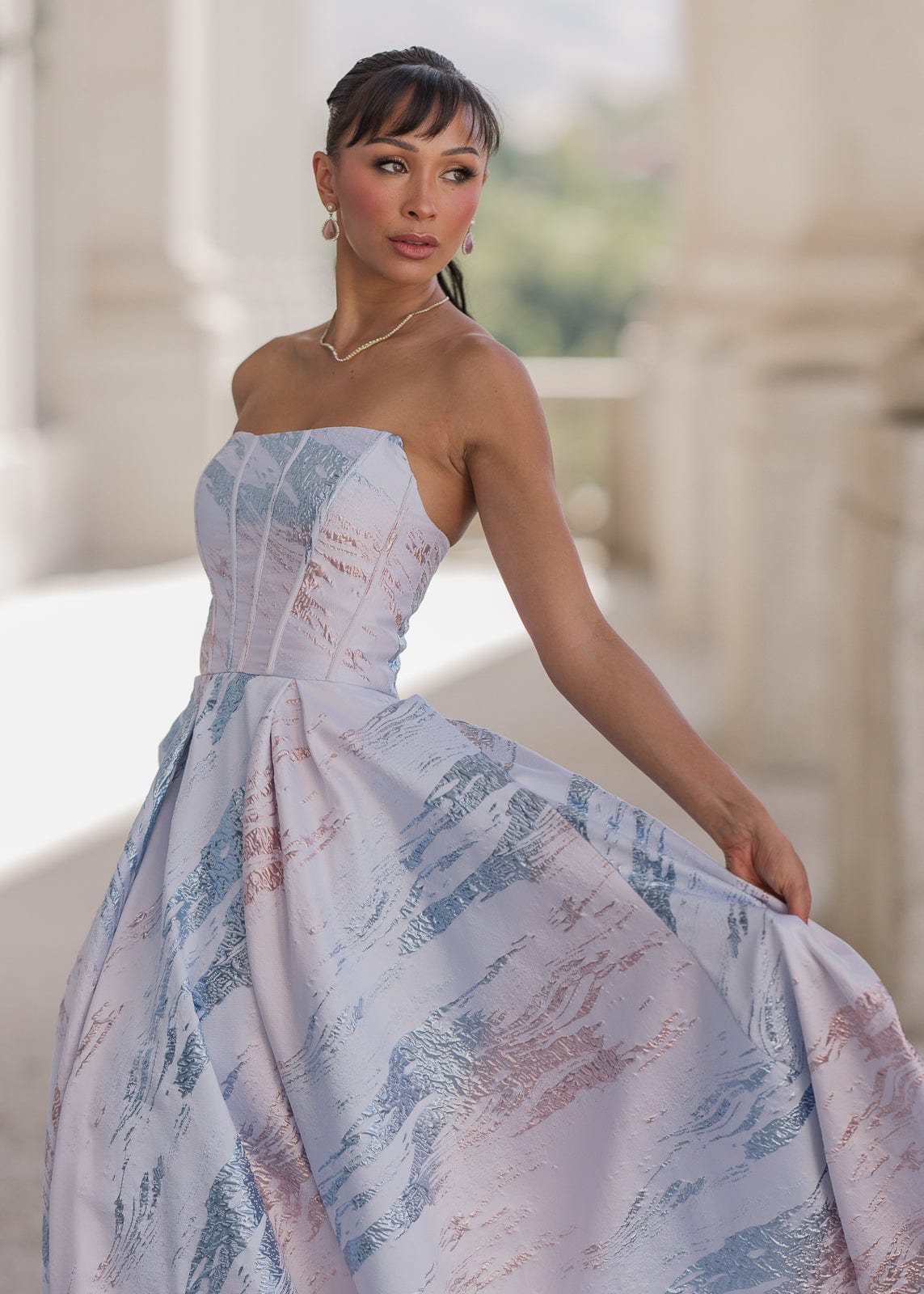 Nessa Metallic Dress - Blue JessaKae