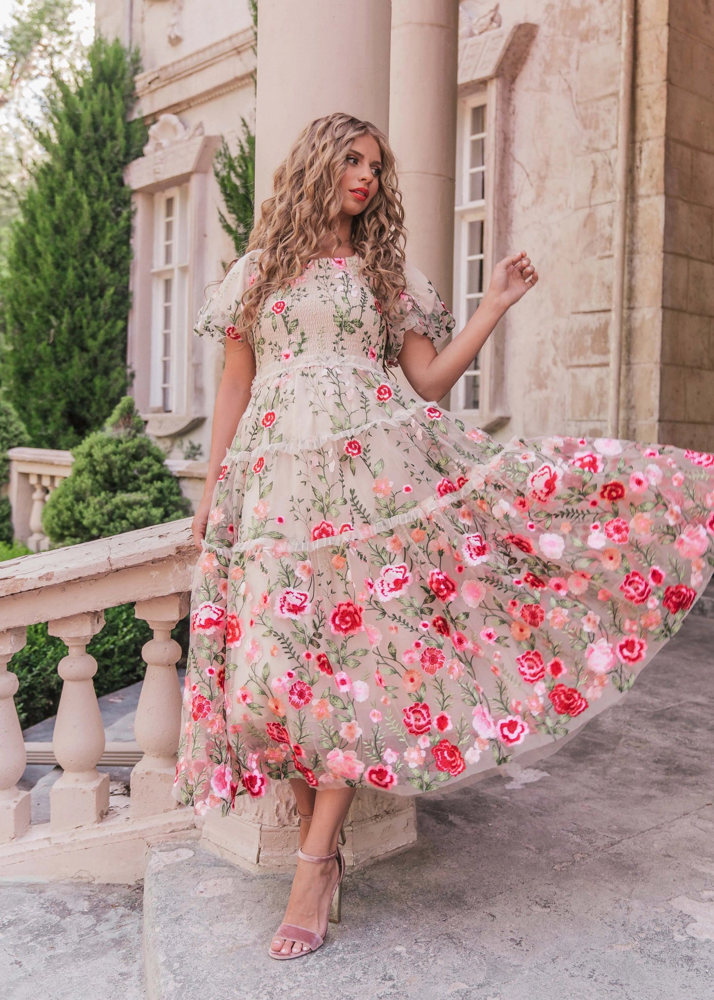 Rose Dress Midi - Cream JessaKae