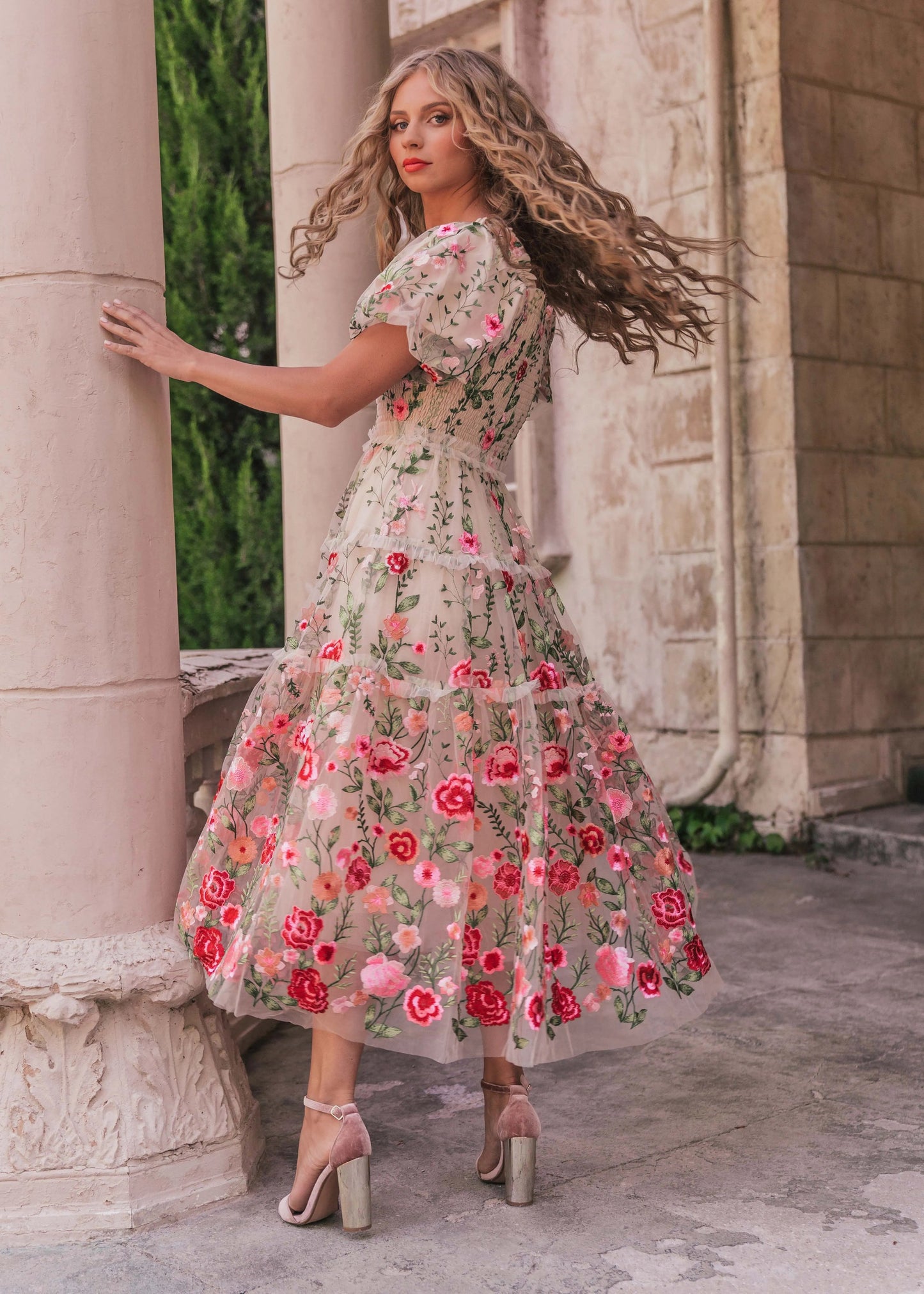 Rose Dress Midi - Cream JessaKae