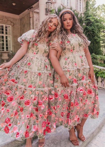 Rose Dress Midi - Cream JessaKae