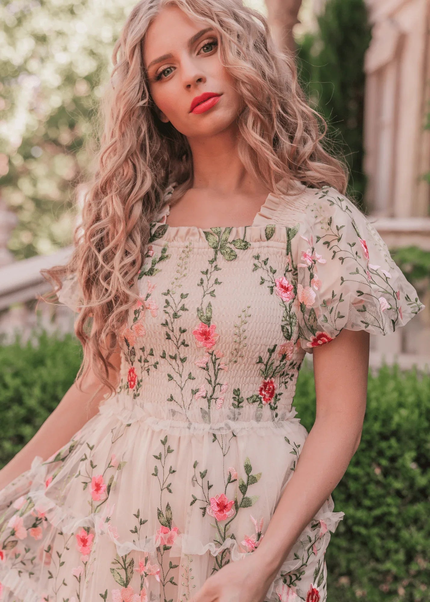 Rose Dress Midi - Cream JessaKae