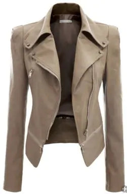 Motorcycle Leather Jacket with Zipper and Reversible Design