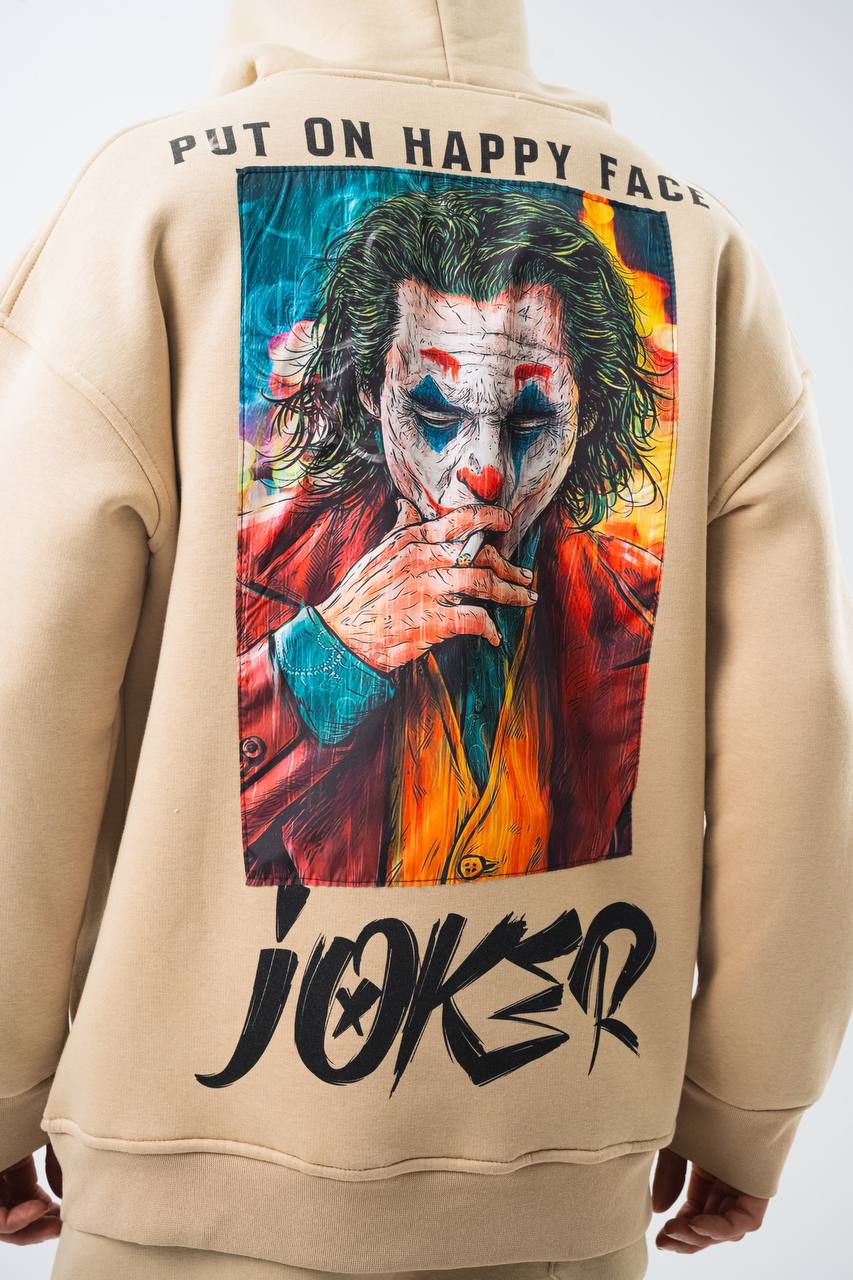 Oversize 'Joker' Graphic Hoodie - 'Put on a Happy Face' Streetwear Sweatshirt Withinblack