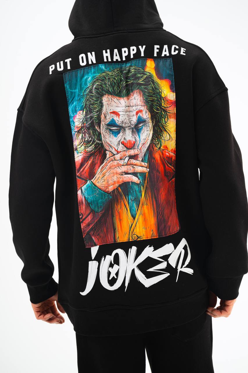 Oversize 'Joker' Graphic Hoodie - 'Put on a Happy Face' Streetwear Sweatshirt Withinblack