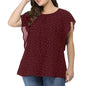Plus Size Print Layered Sleeve Round Neck Blouse