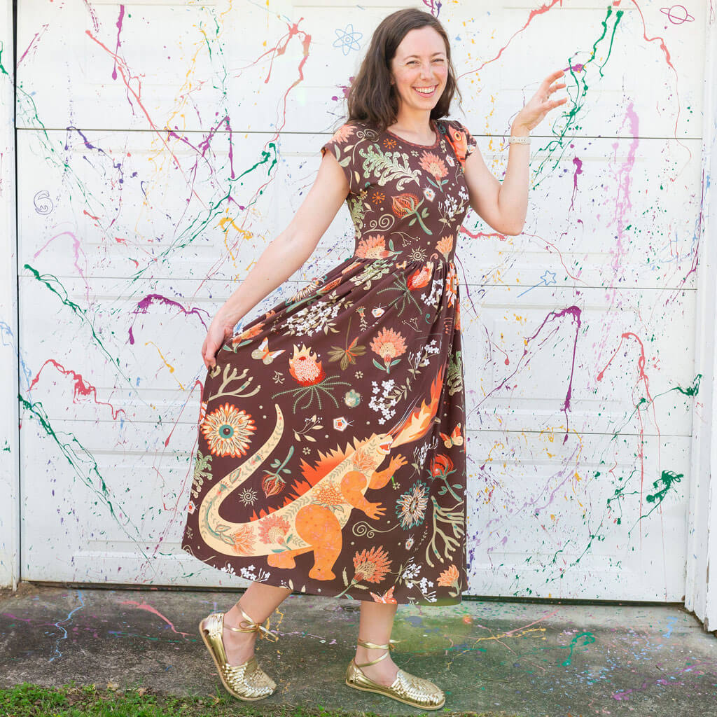 Adult "Beast Mode" Kaiju Monsters Cap Sleeve Maxi Dress With Pockets Princess Awesome & Boy Wonder