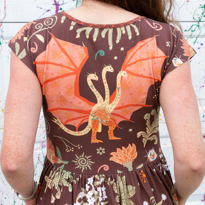 Adult "Beast Mode" Kaiju Monsters Cap Sleeve Maxi Dress With Pockets Princess Awesome & Boy Wonder