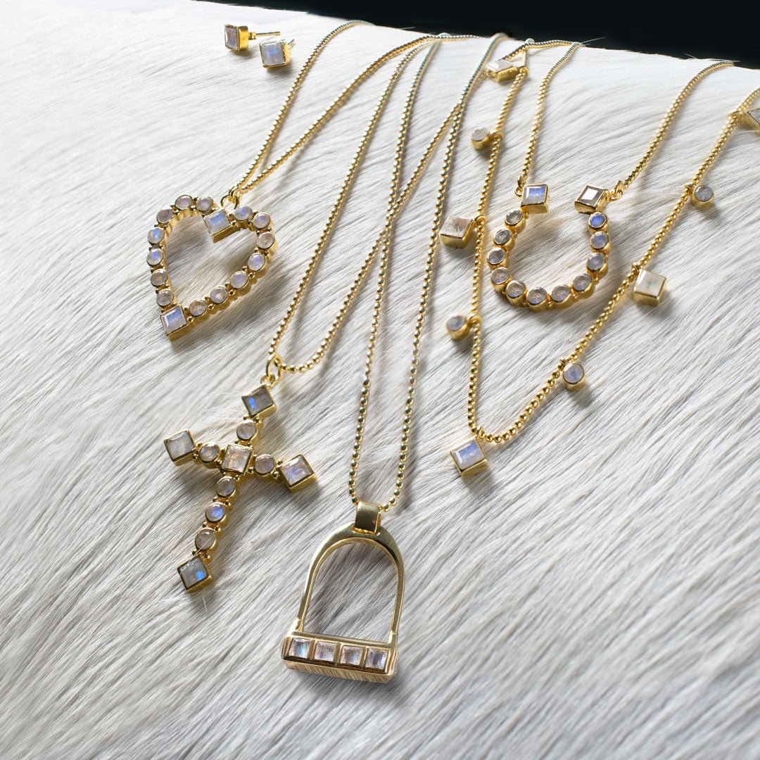 Keepsake - Moonstone Cross Necklace in Gold Urban-Equestrian