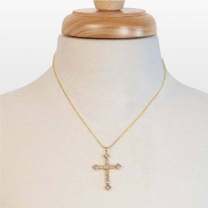 Keepsake - Moonstone Cross Necklace in Gold Urban-Equestrian