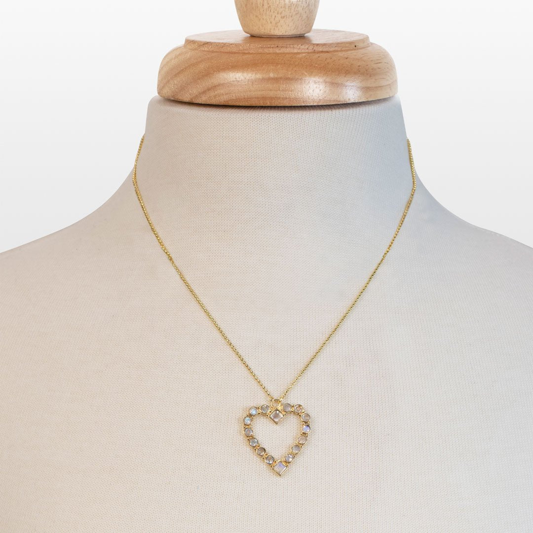 Keepsake - Moonstone Heart Necklace in Gold Urban-Equestrian