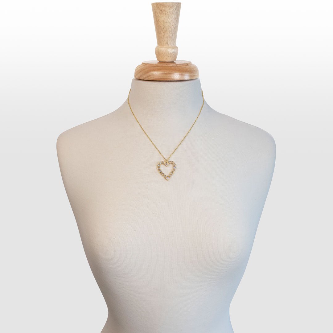 Keepsake - Moonstone Heart Necklace in Gold Urban-Equestrian