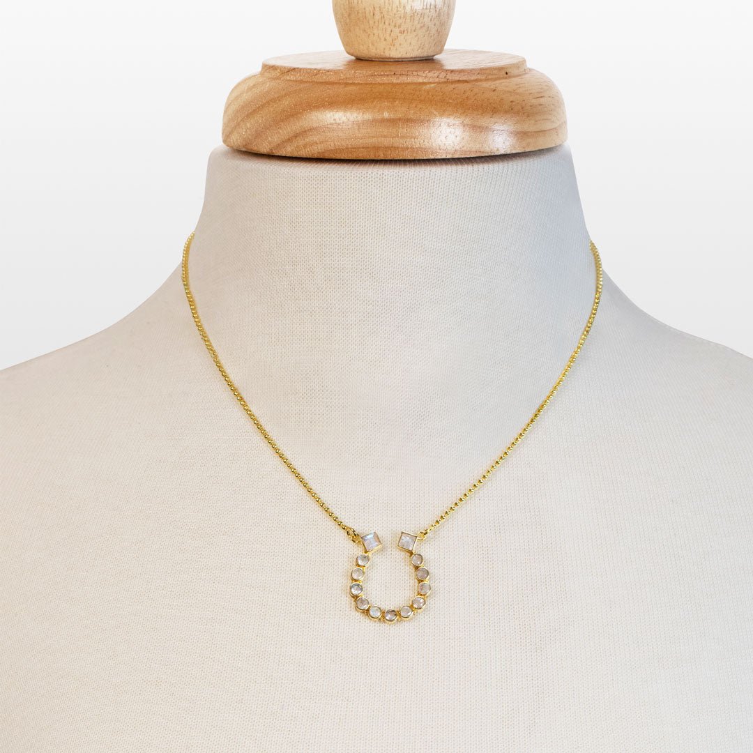 Keepsake - Moonstone Equestrian Horseshoe Necklace in Gold Urban-Equestrian
