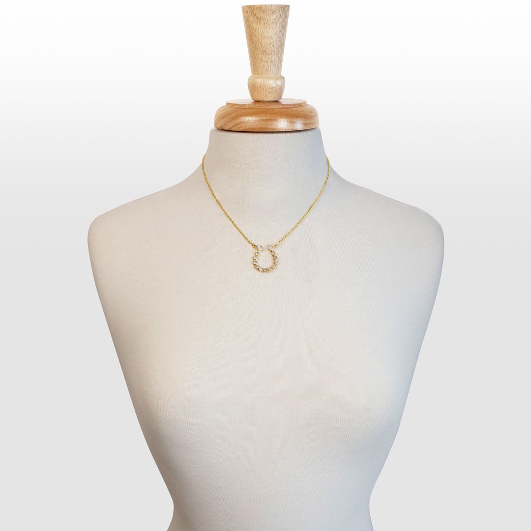 Keepsake - Moonstone Equestrian Horseshoe Necklace in Gold Urban-Equestrian