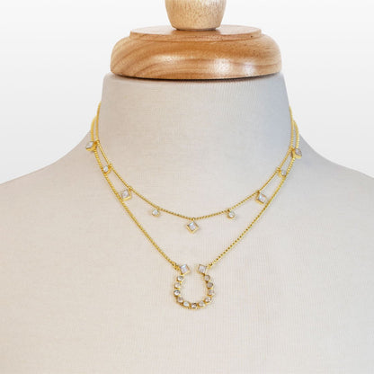 Keepsake - Moonstone Equestrian Horseshoe Necklace in Gold Urban-Equestrian