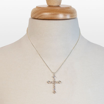 Keepsake - Moonstone Cross Necklace in Silver Urban-Equestrian