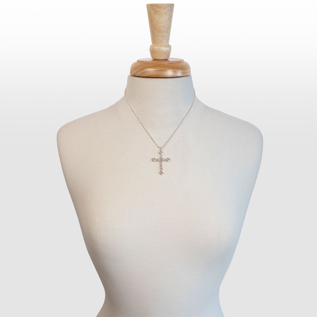 Keepsake - Moonstone Cross Necklace in Silver Urban-Equestrian