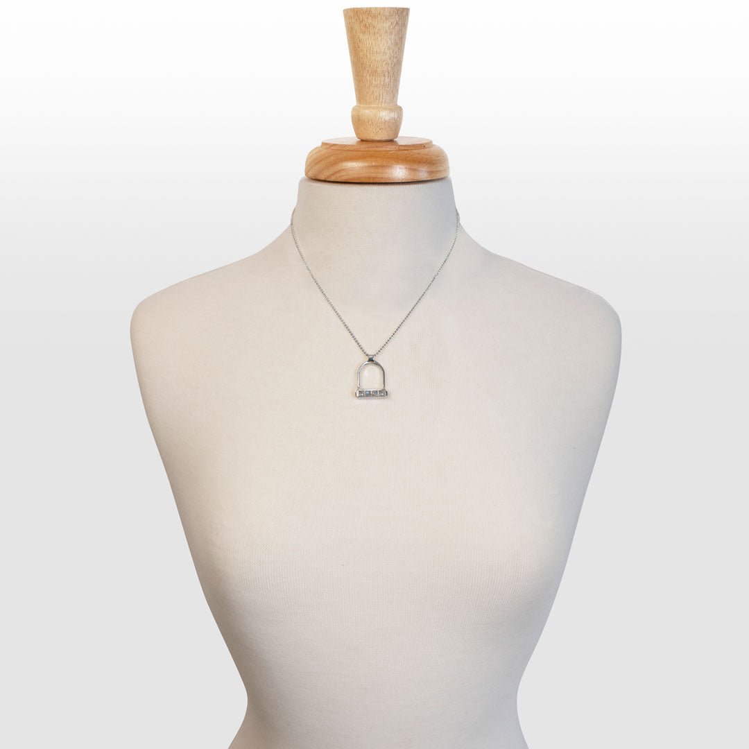 Keepsake - Moonstone Equestrian Riding Stirrup Necklace in Silver Urban-Equestrian