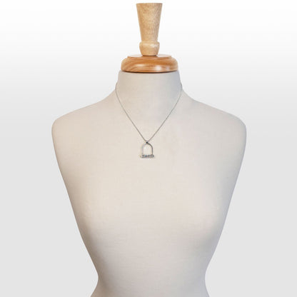 Keepsake - Moonstone Equestrian Riding Stirrup Necklace in Silver Urban-Equestrian