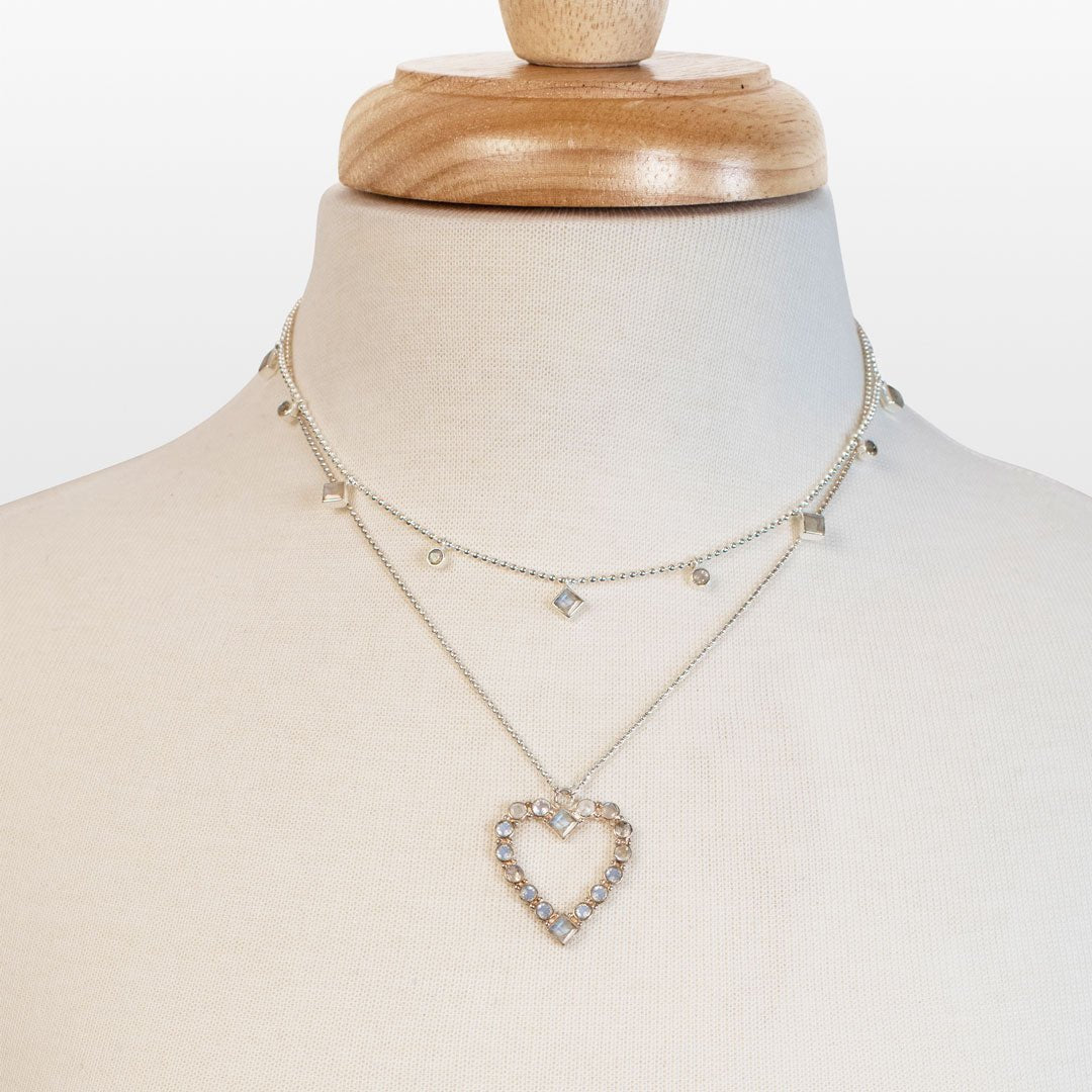Keepsake - Moonstone Heart Necklace in Silver Urban-Equestrian