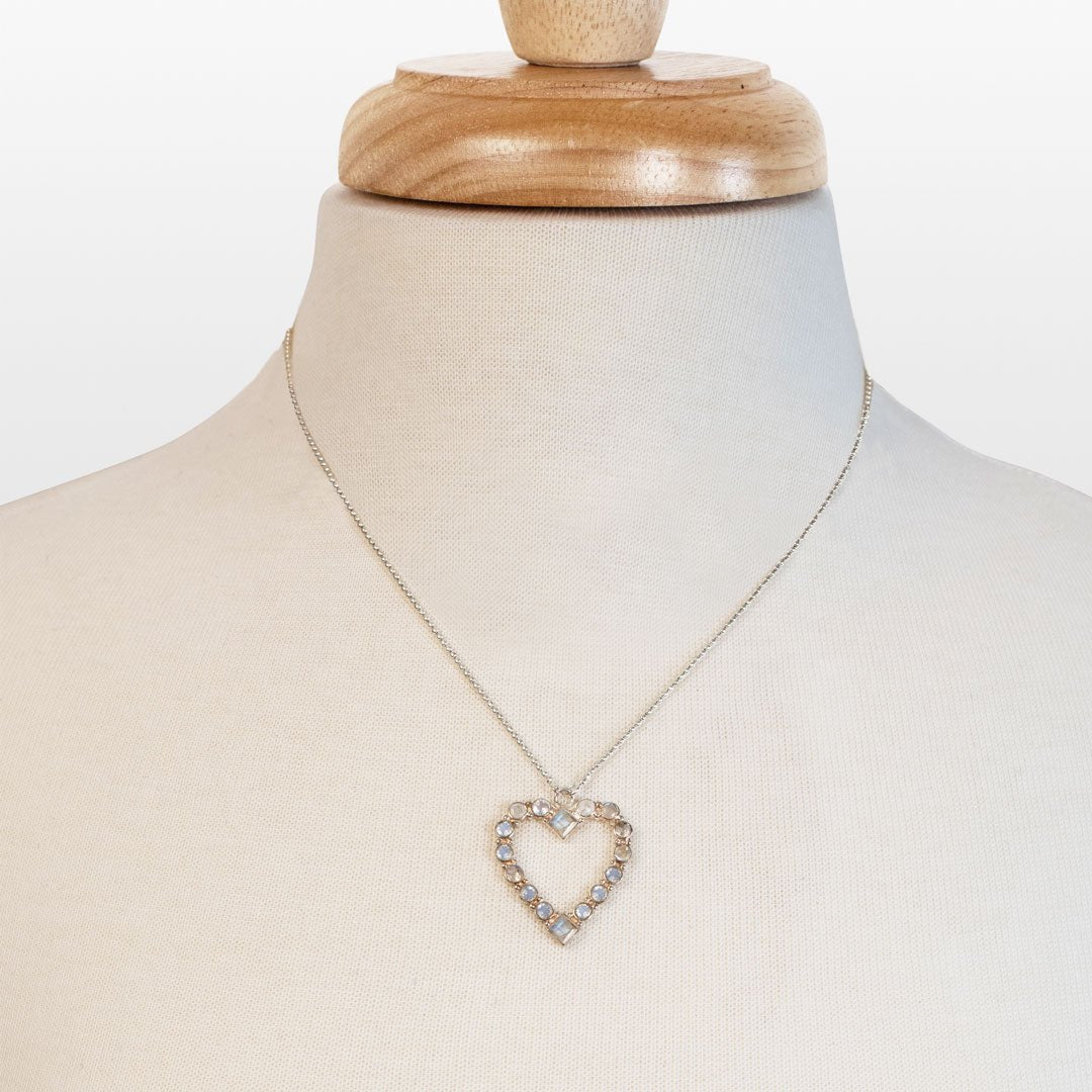 Keepsake - Moonstone Heart Necklace in Silver Urban-Equestrian