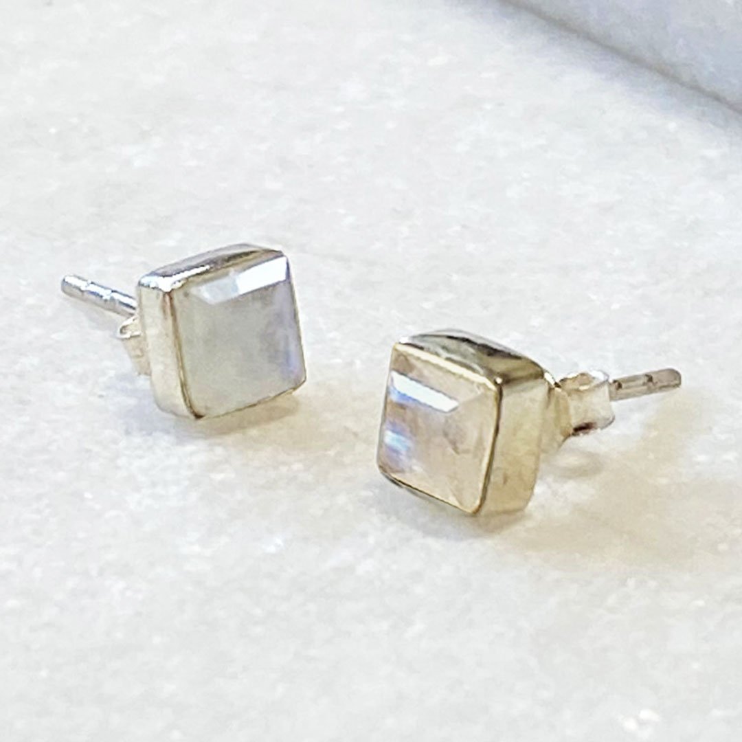 Keepsake - Facet Cut Moonstone and Sterling Silver Stud Earring Urban-Equestrian