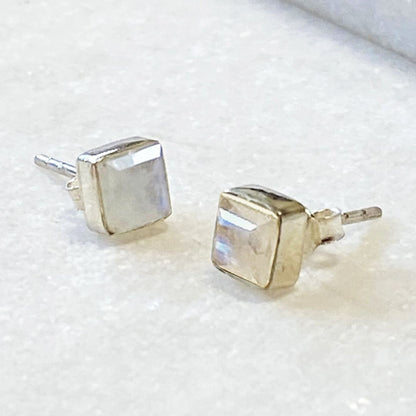 Keepsake - Facet Cut Moonstone and Sterling Silver Stud Earring Urban-Equestrian