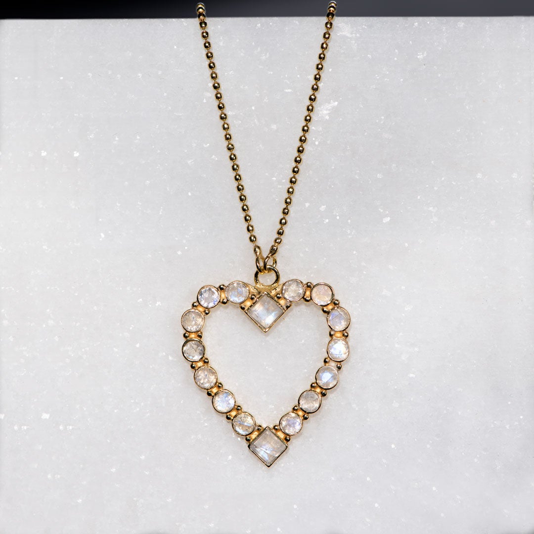 Keepsake - Moonstone Heart Necklace in Gold Urban-Equestrian