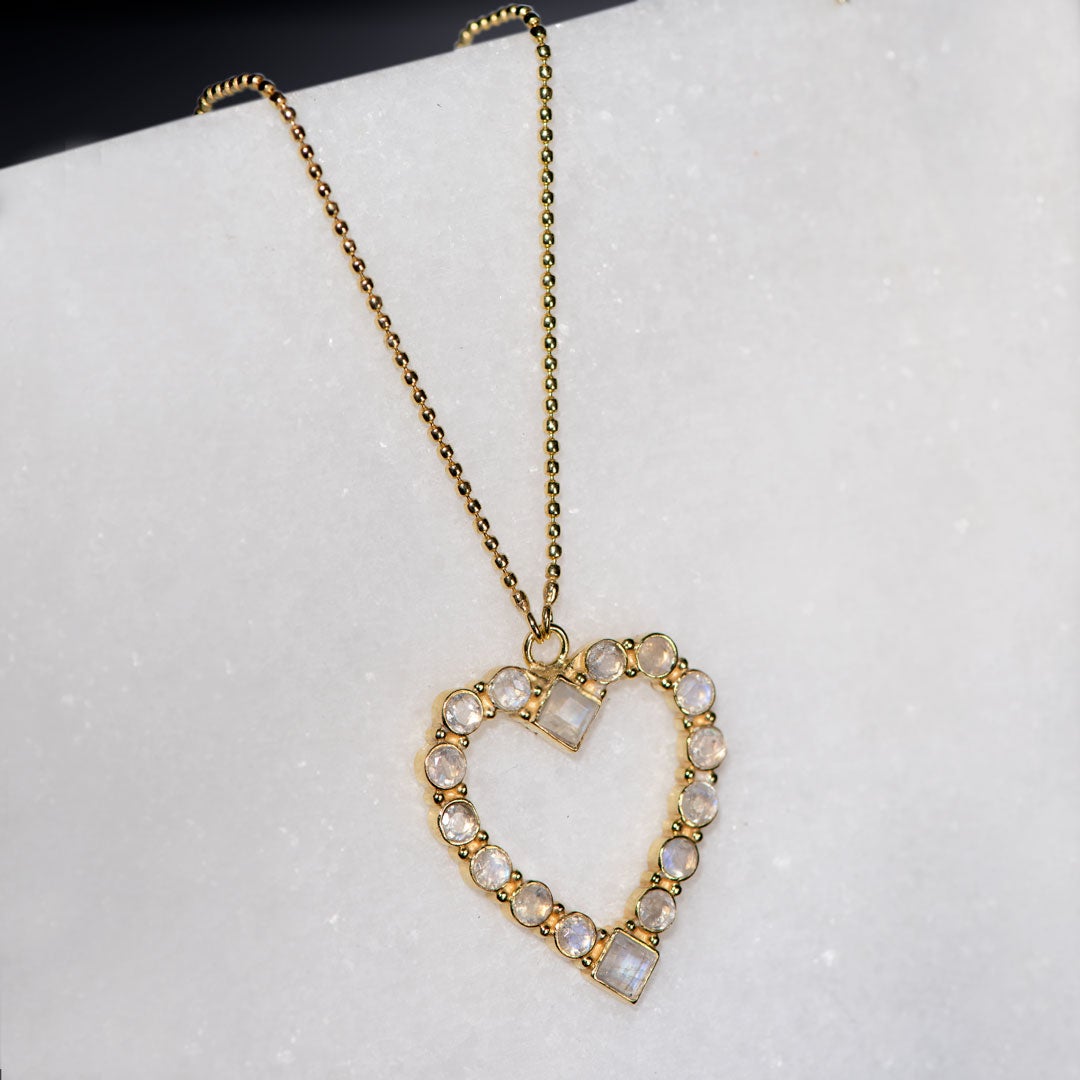 Keepsake - Moonstone Heart Necklace in Gold Urban-Equestrian